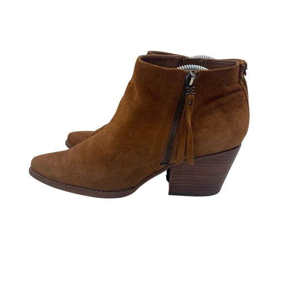 Sam Edelman Walden Bootie Ankle Boots Zipper Suede Brown Womens 8.5 - Picture 2 of 8